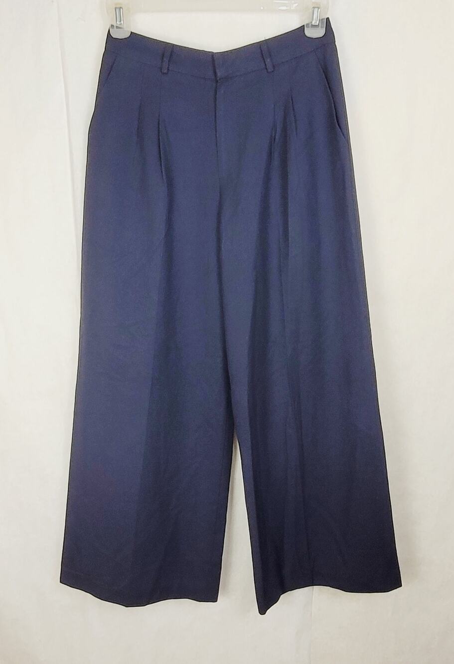 Frankie Shop navy blue wide leg trouser pants Size med Old Money Quiet Luxury